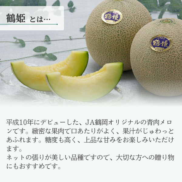鶴姫メロンセット【庄内砂丘メロン】の商品画像 3